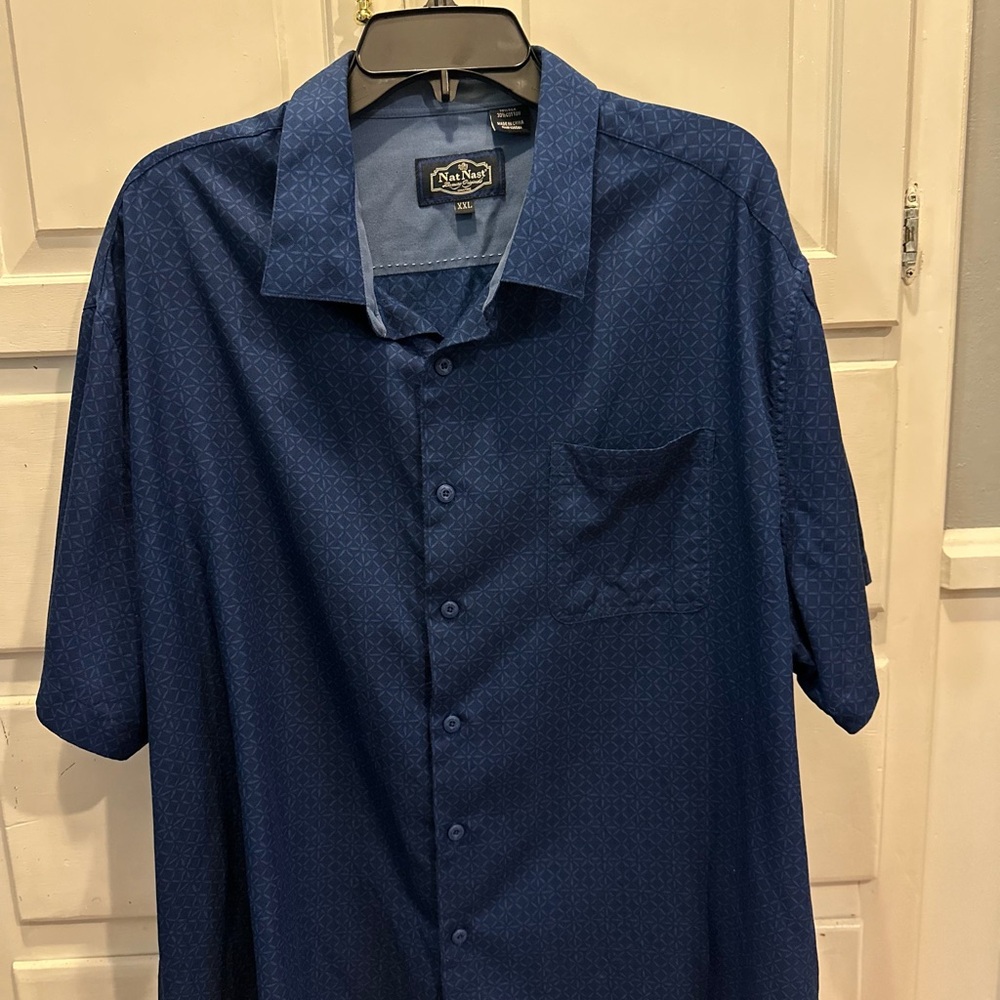 Nat Nast men’s bowling shirt navy Blue Diamond Pattern Men's Shirt XXL button up